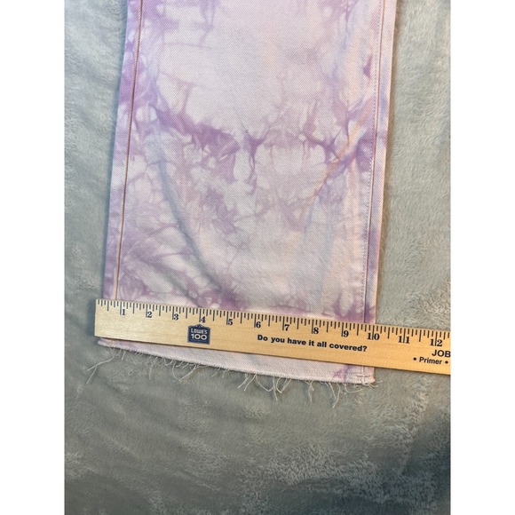 Lee Purple Tie Dye High Waist Crop Boot Cut Jeans 26 x 28 Raw Edge at Ankle - Picture 15 of 17